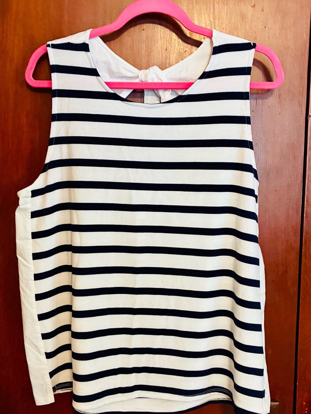 crown & ivy Navy and White Striped Tank Top